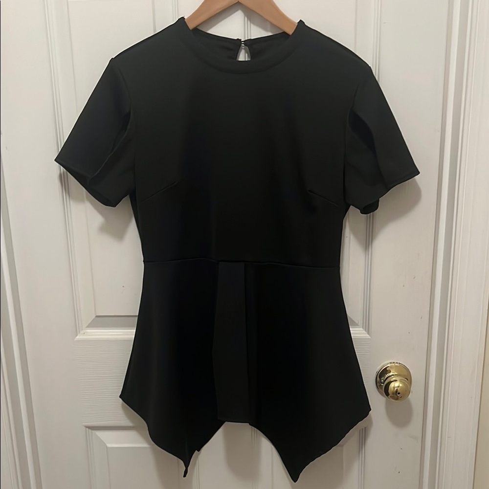Elegant Black Peplum Women's Top XL